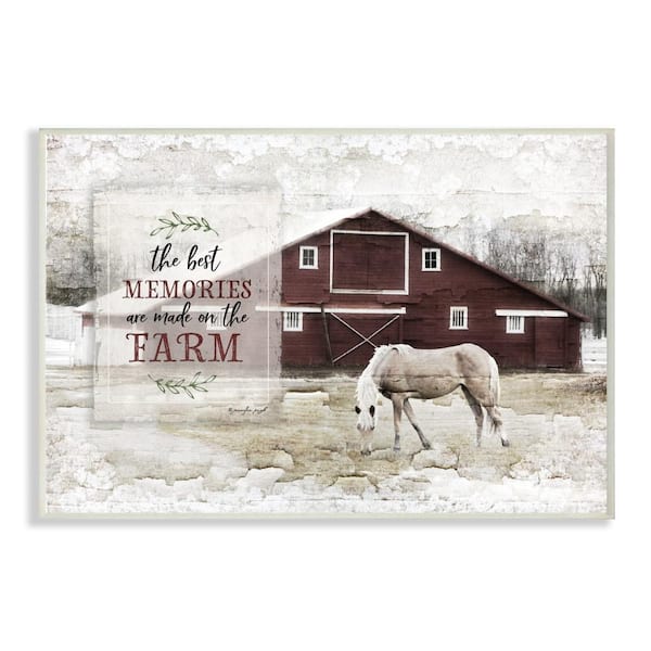 Stupell Industries 12 in. x 18 in. "Farm Memories Distressed Barn and Horse Photograph Wall Plaque Art" by Jennifer Pugh