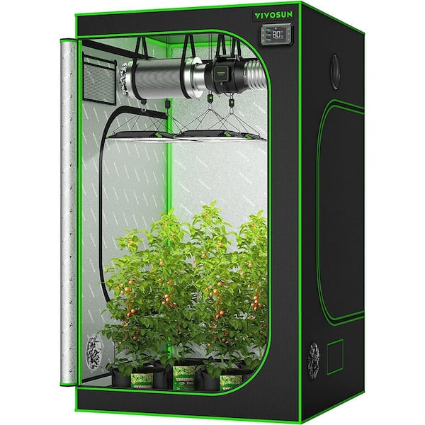 VIVOSUN 4 ft. x 4 ft. Mylar Hydroponic Grow Tent with Observation Window and Floor Tray