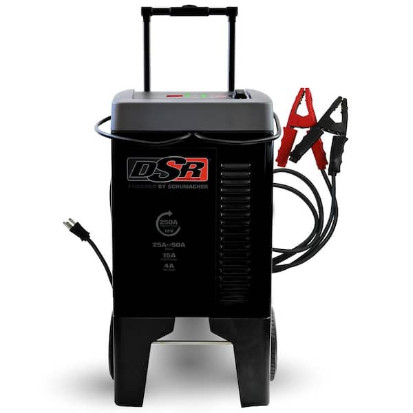 DSR Professional Grade 12 Volt, 250 Amp Wheeled Rapid Battery Charger, Maintainer, and Engine Starter