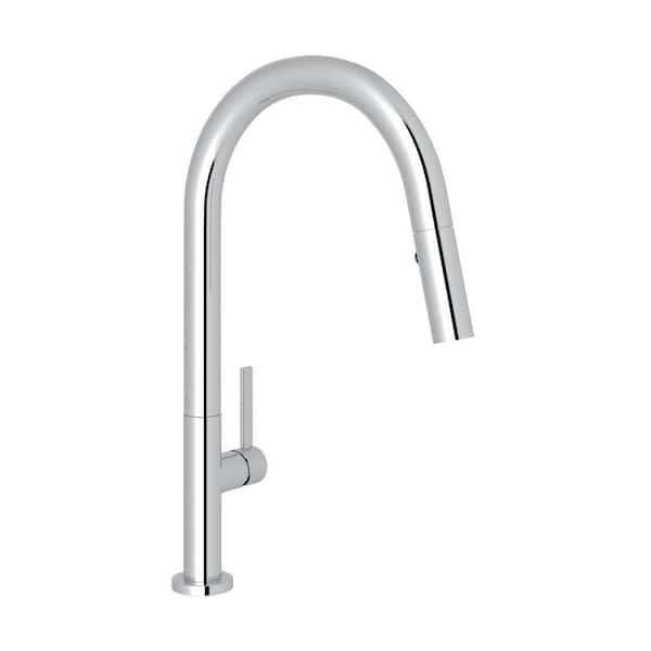 Lux Polished Chrome 16.28 in. H Pull Down Sprayer Kitchen Faucet with 360° Spout Swivel