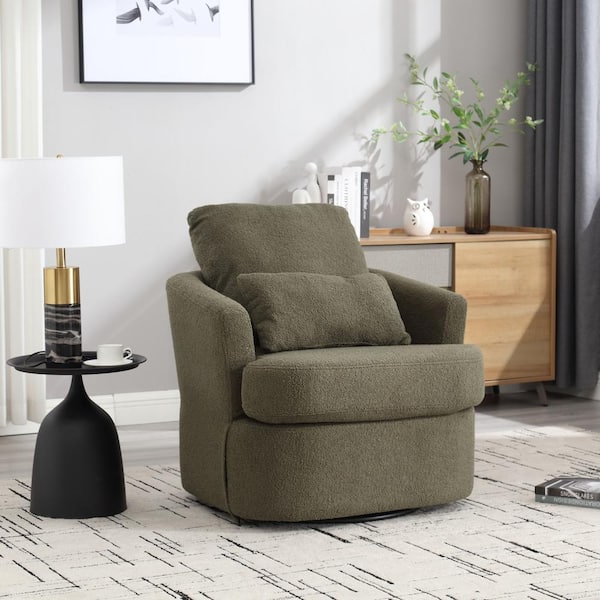 Green Teddy 360 Degree Comfy Round Teddy Swivel Barrel Club Chair, 300LBS