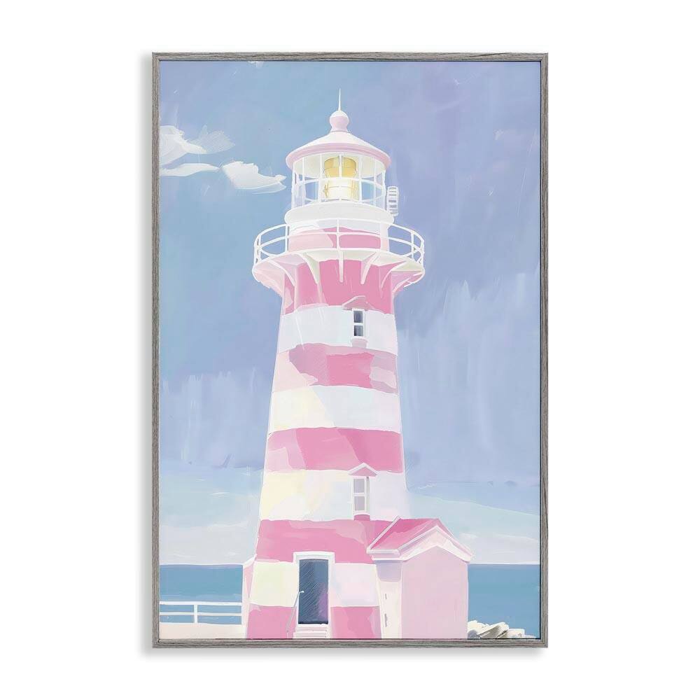 Muted Coastal Lighthouse by Arlington Prints Gray Framed Nature Giclee Art Print 24 in. x 16 in. price history on PriceWatchPro