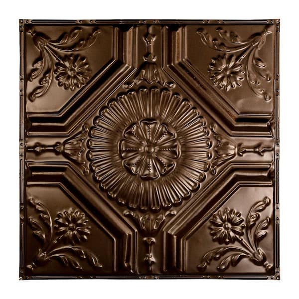 Great Lakes Tin Rochester 2 ft. x 2 ft. Nail-Up Tin Ceiling Tile in Bronze Burst (Case of 5)