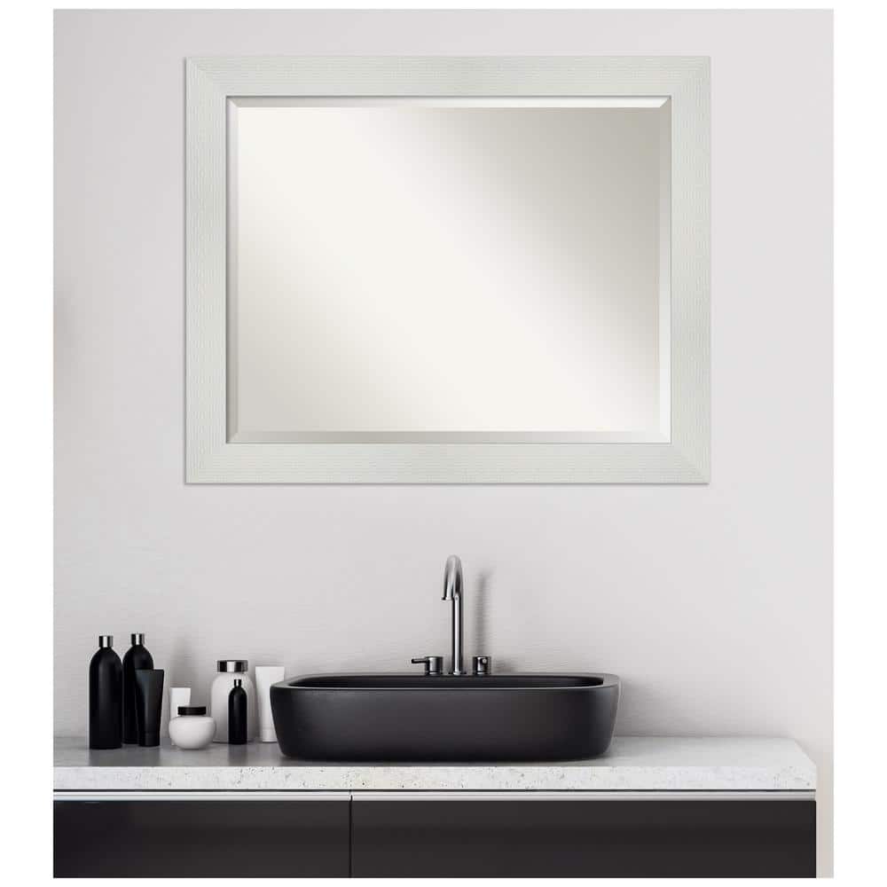 Elegant Mosaic White Wood Framed 26.5" Vanity Mirror