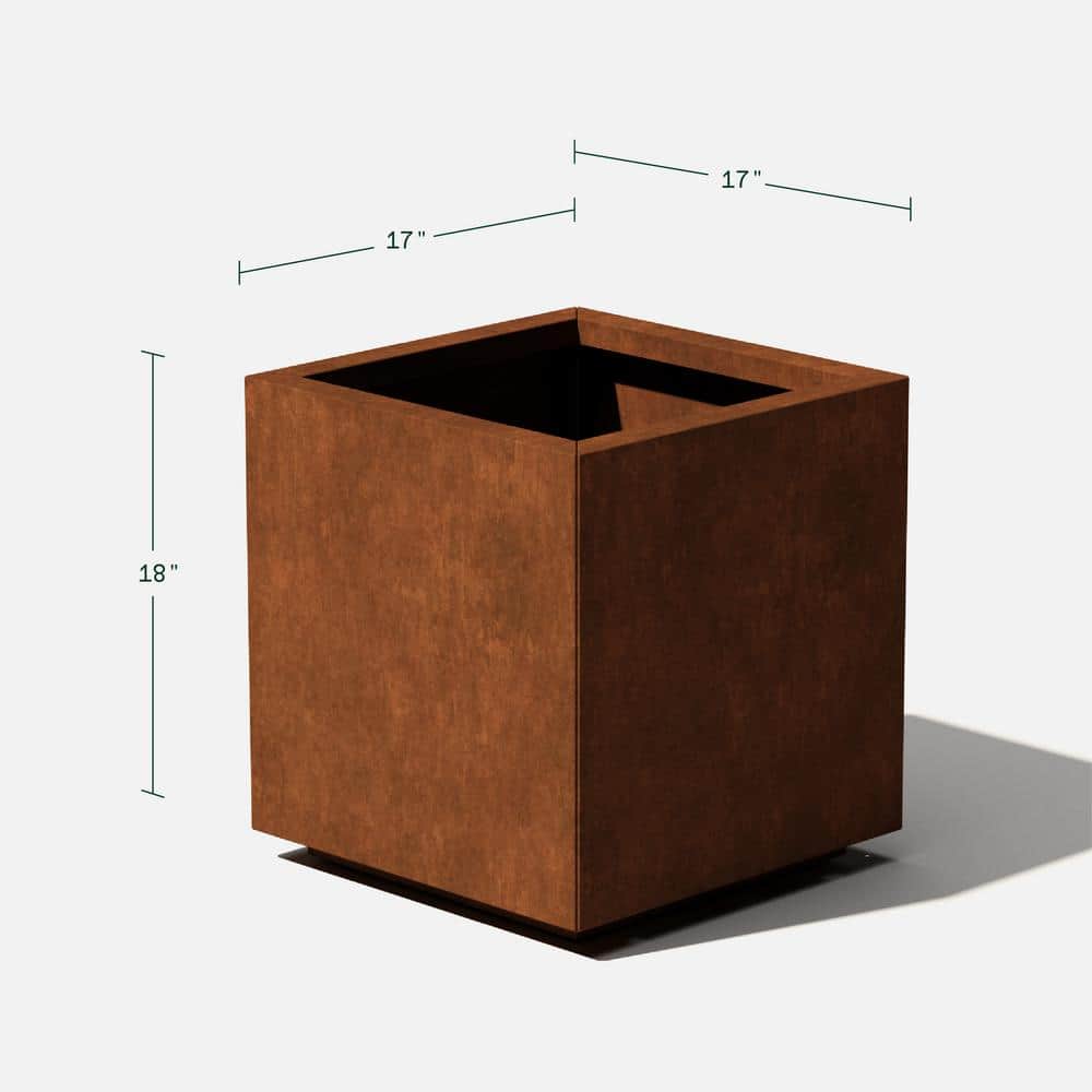 Small Rust Corten Steel Cube Planter for Indoor/Outdoor Use