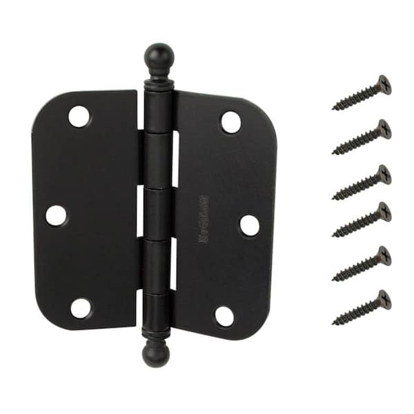 3.5" X 3 1/2" Oil Rubbed Bronze Hinge with 5/8" radius screws included 