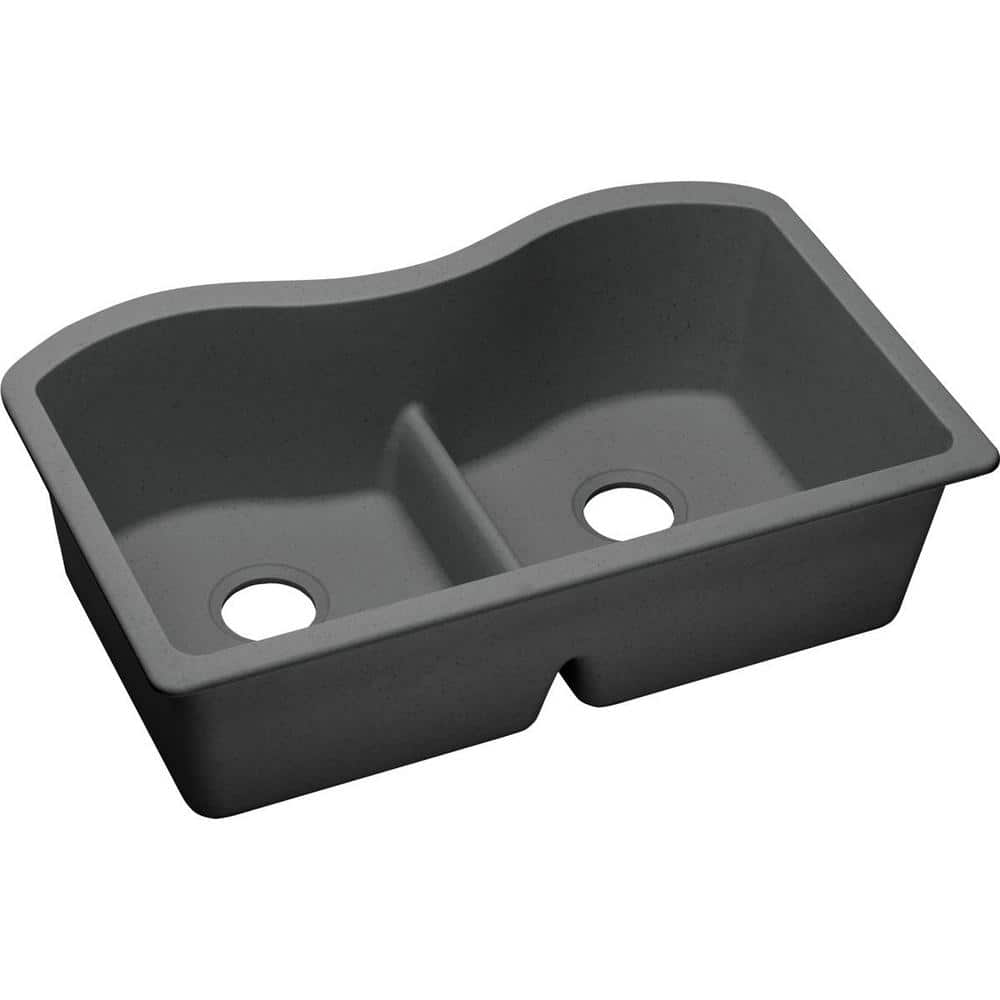 Elkay Quartz Classic Undermount 33 In Double Bowl Kitchen Sink In Dusk   Dusk Gray Elkay Undermount Kitchen Sinks Elgulb3322gy0 64 1000 