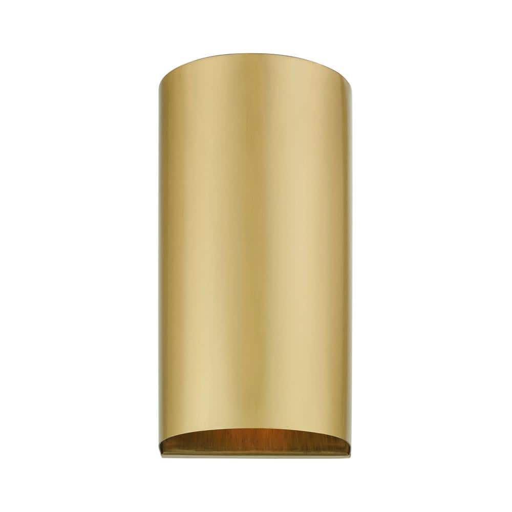 Satin Gold Handcrafted Stainless Steel Outdoor Wall Sconce