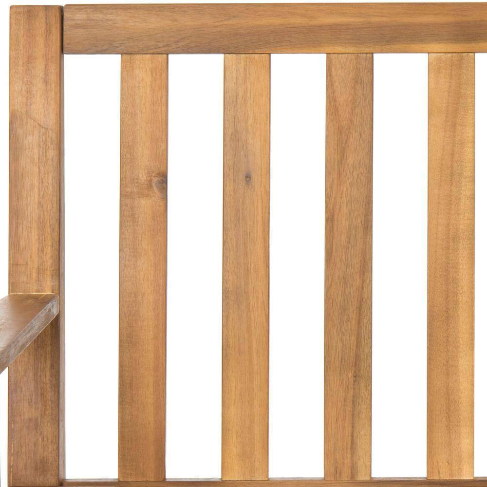Transitional 60'' Acacia Wood Outdoor Bench in Natural Brown