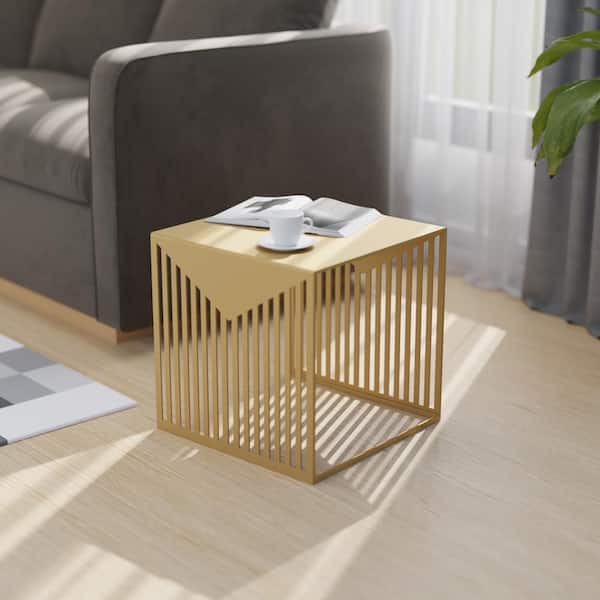 Leisuremod Cisco 15.8 in. Gold Square Metal End Table