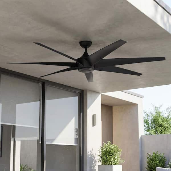 Lehr 80 in. Outdoor Distressed Black Downrod Mount Ceiling Fan with Remote Included for Patios or Porches