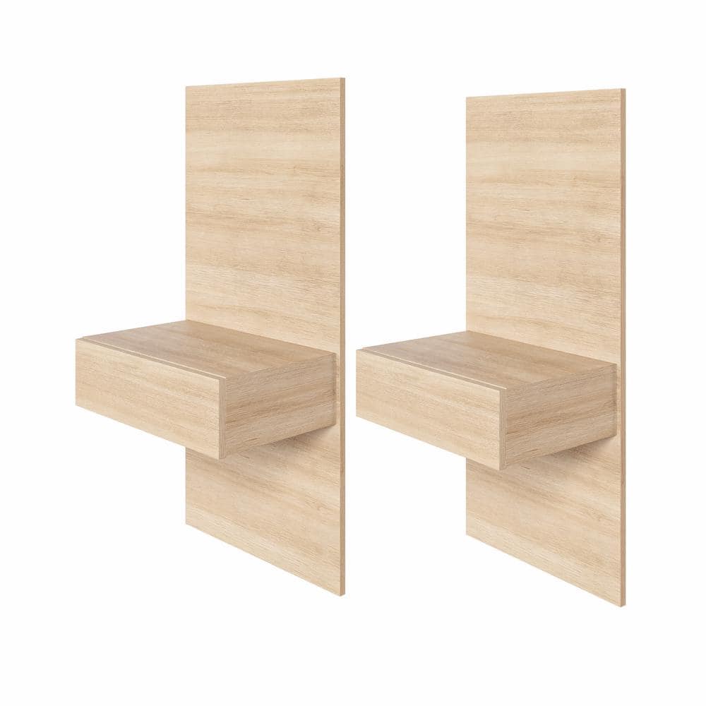 Natural Blonde Oak Floating Nightstand with Drawer