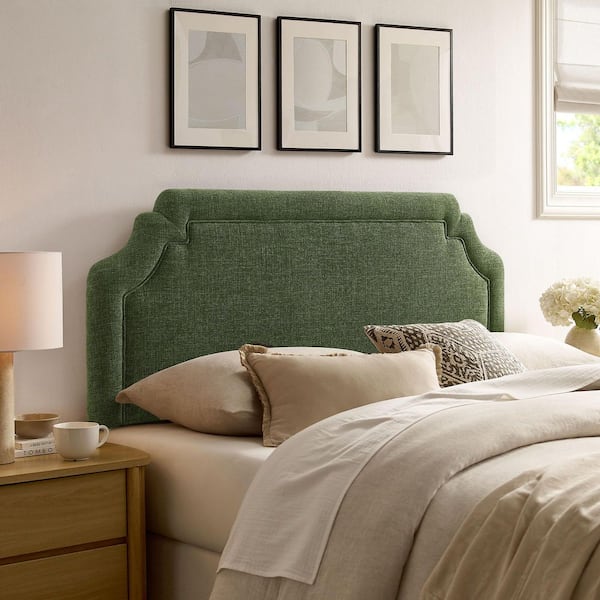 Magnolia King Size Upholstered Fabric Headboard in Foliage Green
