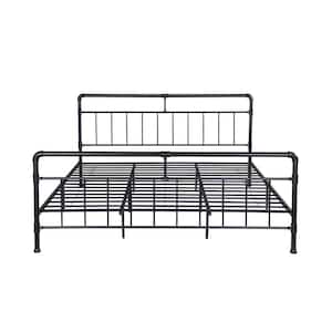Mowry Industrial King-Size Flat Black Iron Bed Frame
