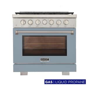 36 in. 5.2 cu. ft. 6-Burners Freestanding Natural Gas Range in Light Blue with Convection Oven and True Simmer Burners
