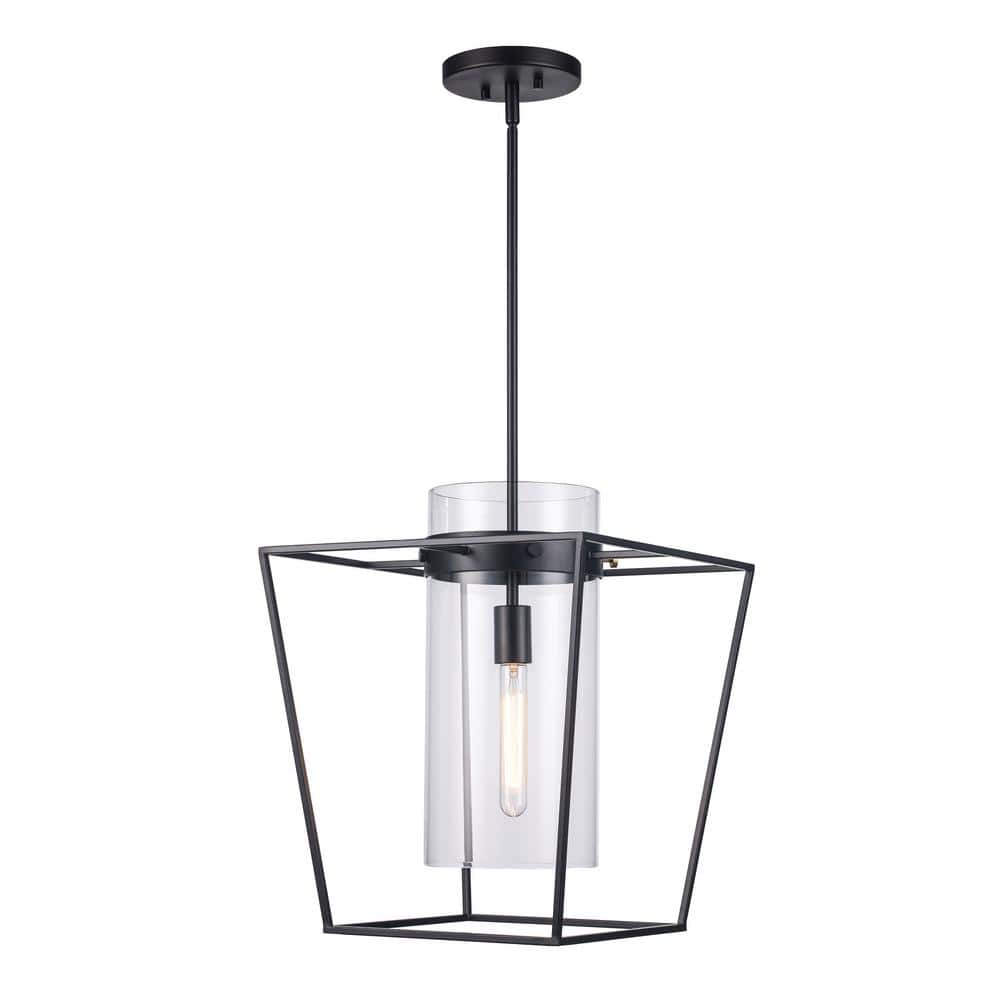 Nova 1-Light Mini Pendant with Clear Glass Shade - Black