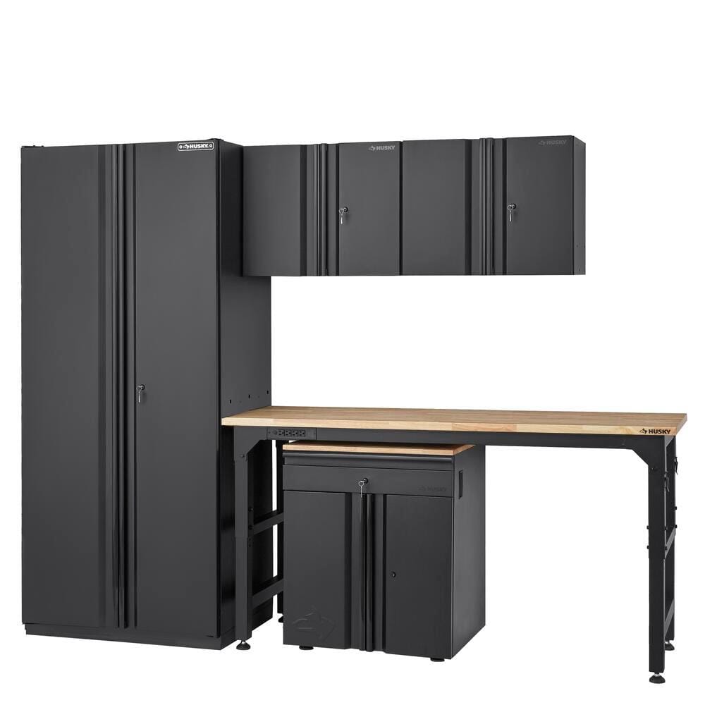 Husky 5 Piece Heavy Duty Welded Steel Garage Storage System In Black