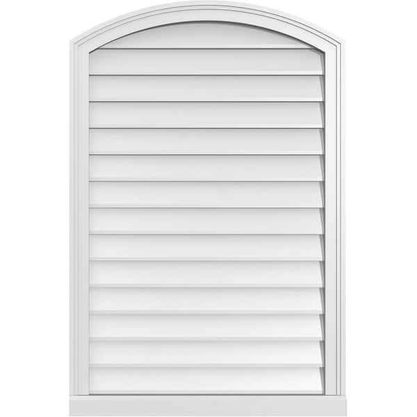 Ekena Millwork 28 in. x 42 in. Arch Top Surface Mount PVC Gable Vent: Functional with Brickmould Sill Frame