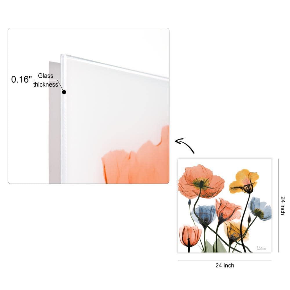 Empire Art Direct Flowers and Ferns Frameless Free Floating Tempered Glass Panel Graphic Wall Art, 24" x 24" x 0.2", Ready to Hang