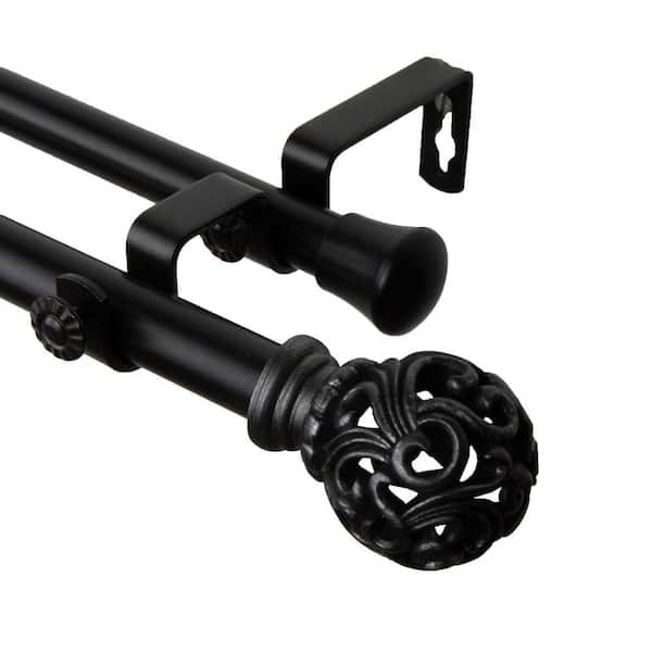 Rod Desyne 28 in. - 48 in. Adora Double Curtain Rod in Black 4716-282 ...