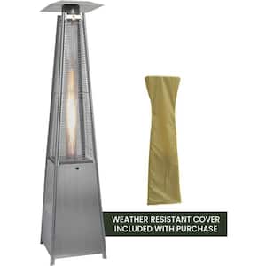 7 ft. 42,000 BTU Stainless Steel Pyramid Propane Patio Heater with Weather-Protective Cover
