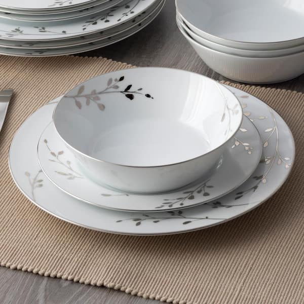 Noritake Birchwood 12-Piece (White) Porcelain Dinnerware Set