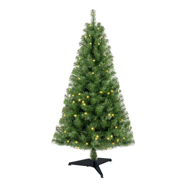 FIROMO 4 ft. Pre-Lit Artificial Christmas Tree with Stand, 100 Warm White LEDs, Realistic 241 Branches PVC Green