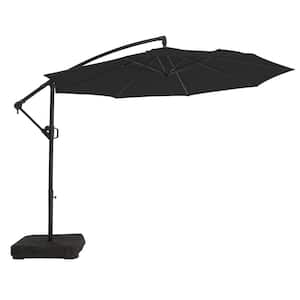 10 ft. Aluminum Offset Cantilever Patio Umbrella with Base Included and Infinite Tilt in Carbon