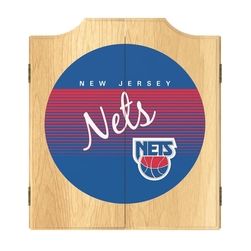 New Jersey Nets Hardwood Classics 20.5 in. Dart Board with Cabinet, Darts a