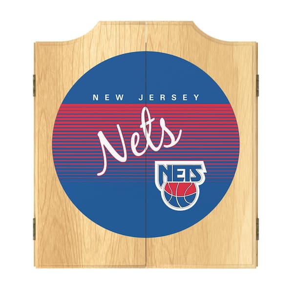 Unbranded New Jersey Nets Hardwood Classics 20.5 in. Dart Board with Cabinet, Darts and Scoreboards