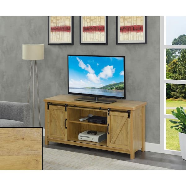Unbranded - Blake 52 in. W English Oak Particle Board TV Stand with Barn Doors fits up to a 55 in. TV