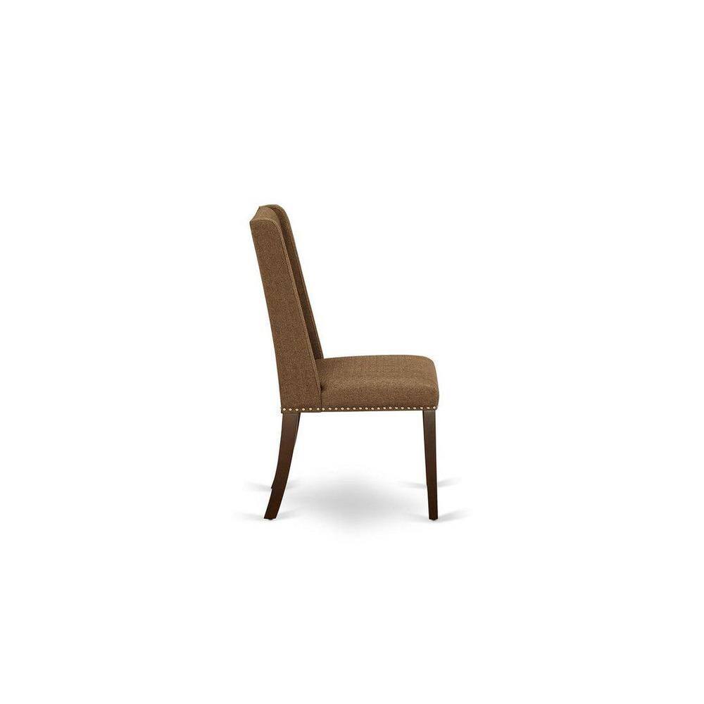 Mahogany Square Dining Set with Brown Beige Linen Chairs
