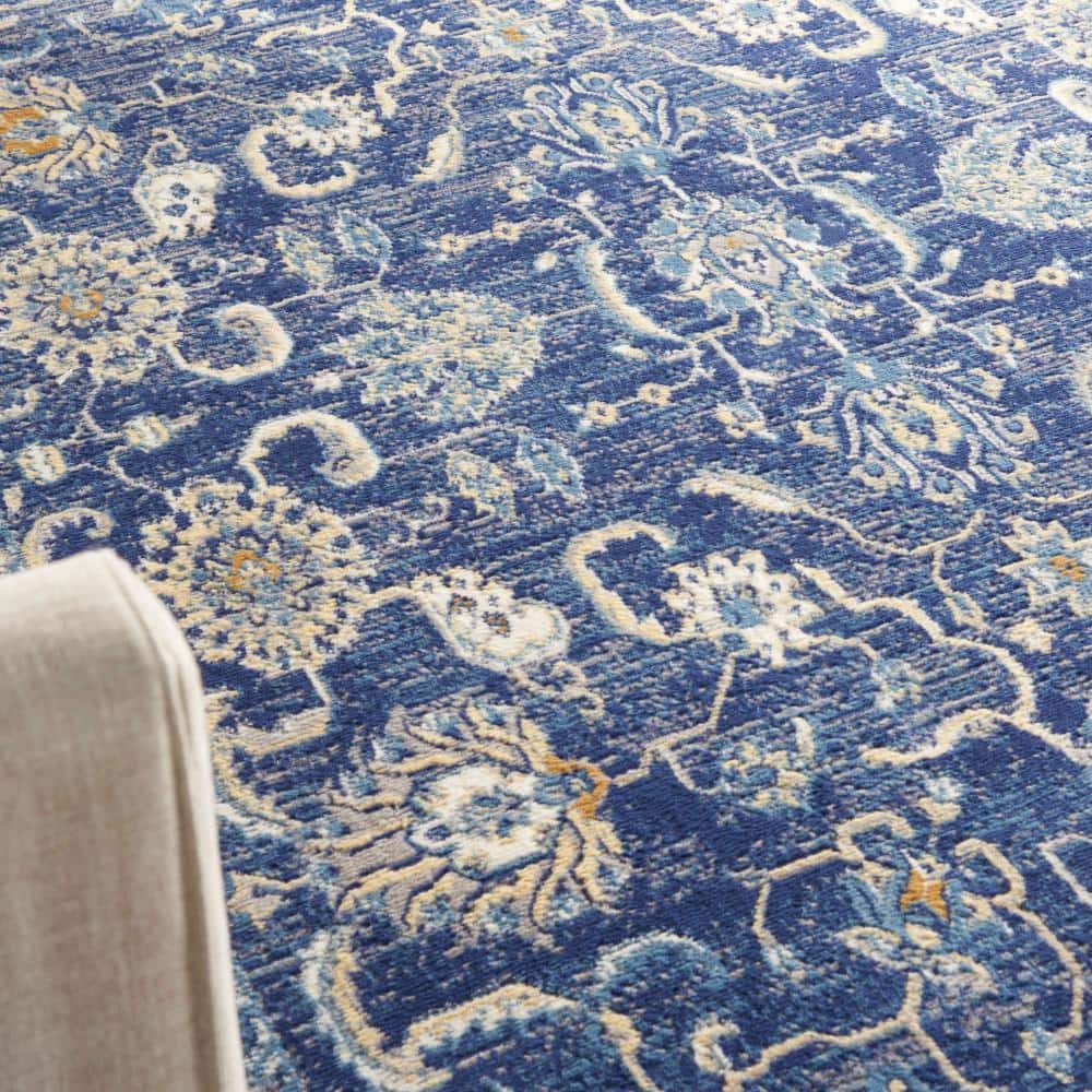 Navy Blue 5' x 7' Synthetic Traditional Area Rug