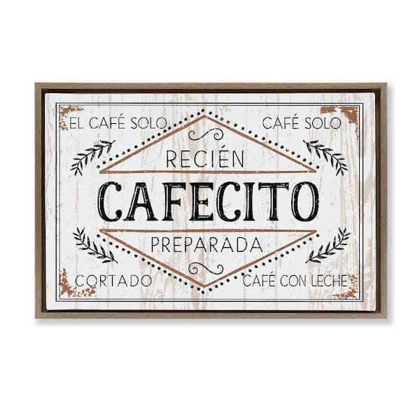Stupell Industries Cafe Coffee Shop by Kim Allen Brown Floater Frame Food Graphic Art Print 17 in. x 25 in.