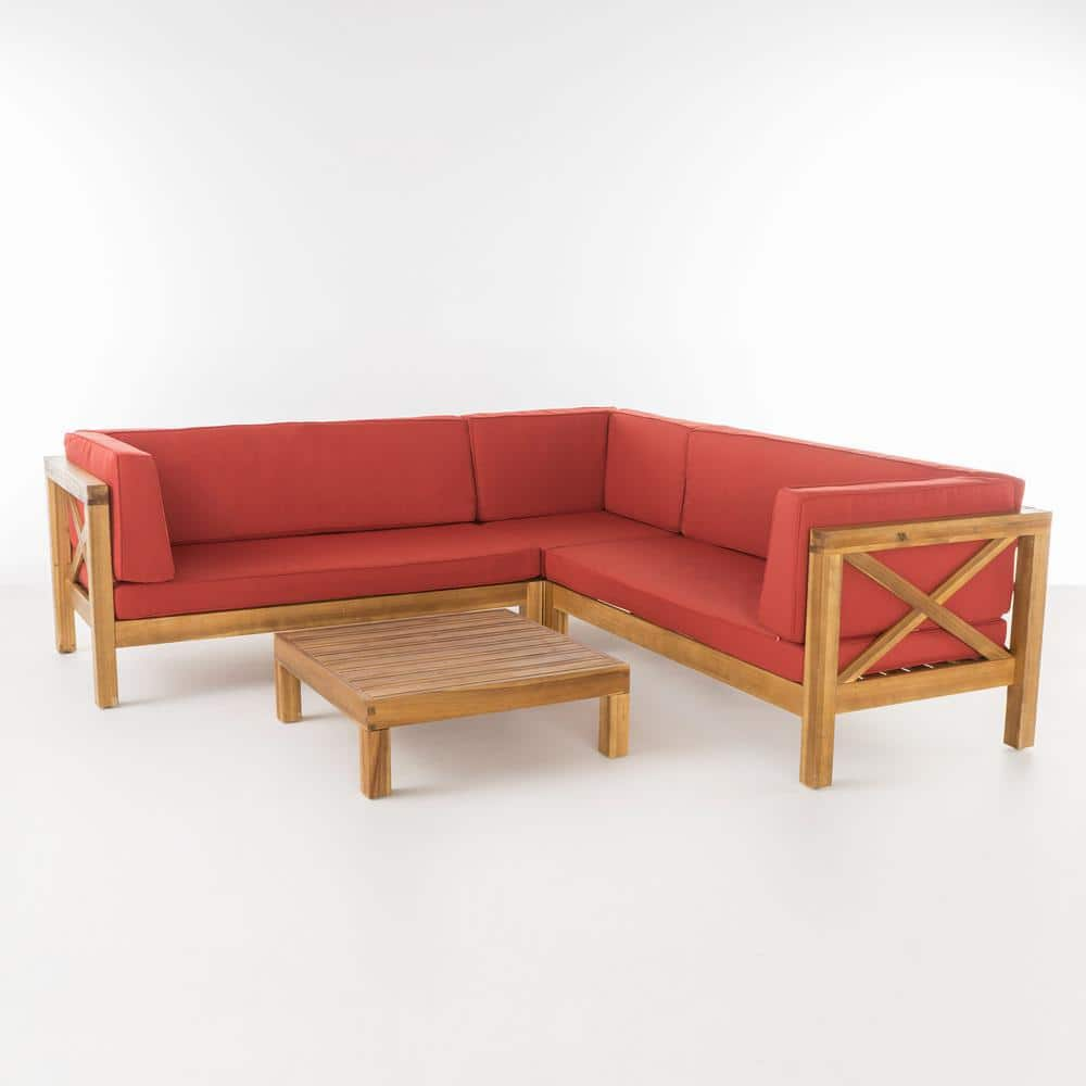 Have A Question About Noble House Brava Teak Finish Piece Wood Outdoor Patio Sectional Set