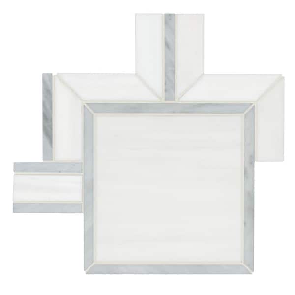 Bianco Dolomite Alana 11 in. x 13 in. x 10mm Polished Marble Mosaic Floor and Wall Tile (10 sq. ft./Case)