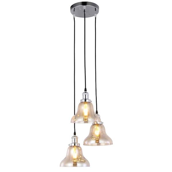 Warehouse of Tiffany Joane 20 in. 3-Light Indoor Chrome Chandelier with Light Kit