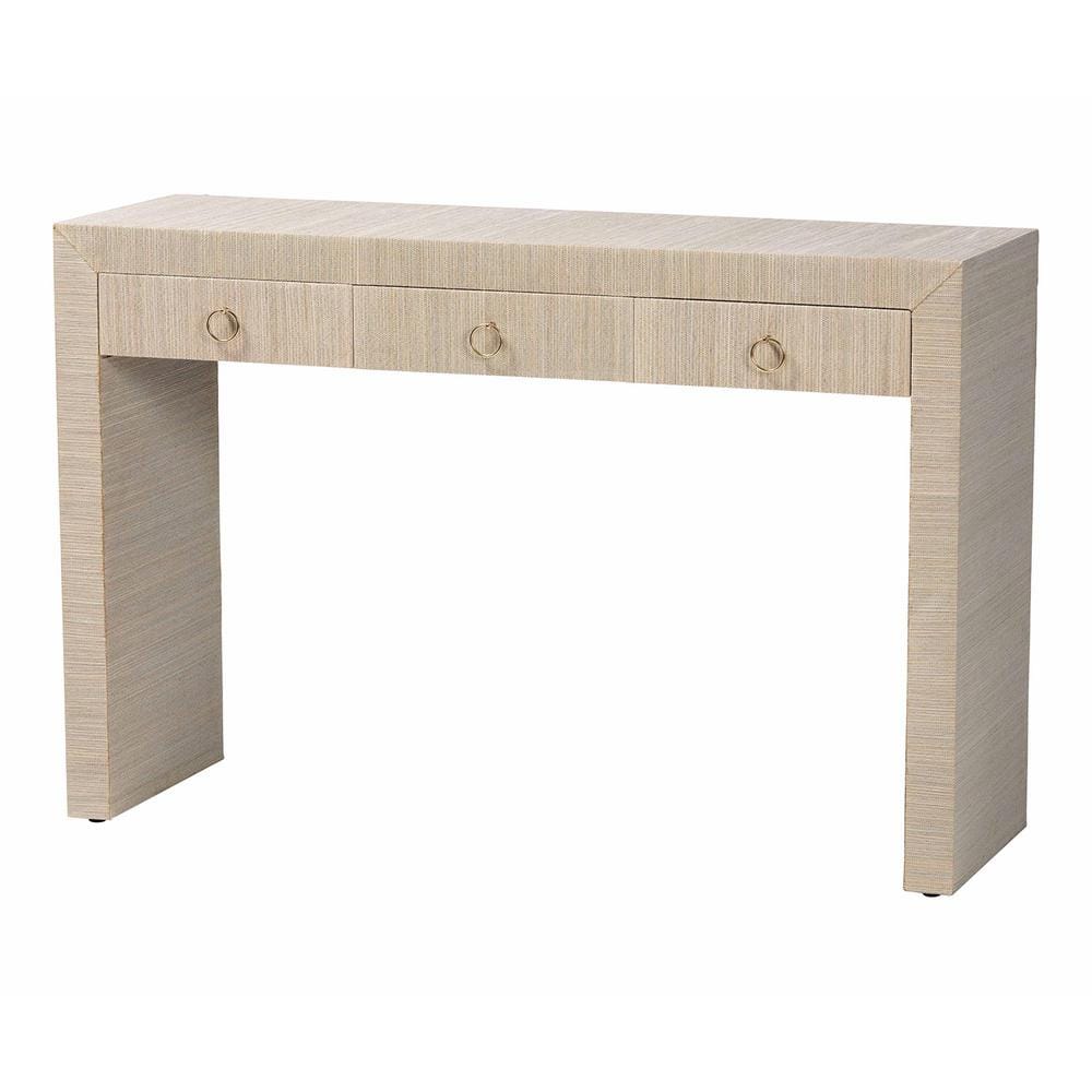 bali & pari Cielo 48 in. Natural Rectangle Wicker Grasscloth Console ...