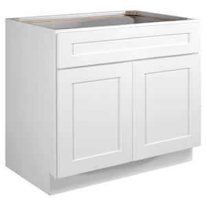 Brookings Plywood Ready to Assemble Shaker 36x34.5x24 in. 2-Door Base Kitchen Cabinet Sink in White