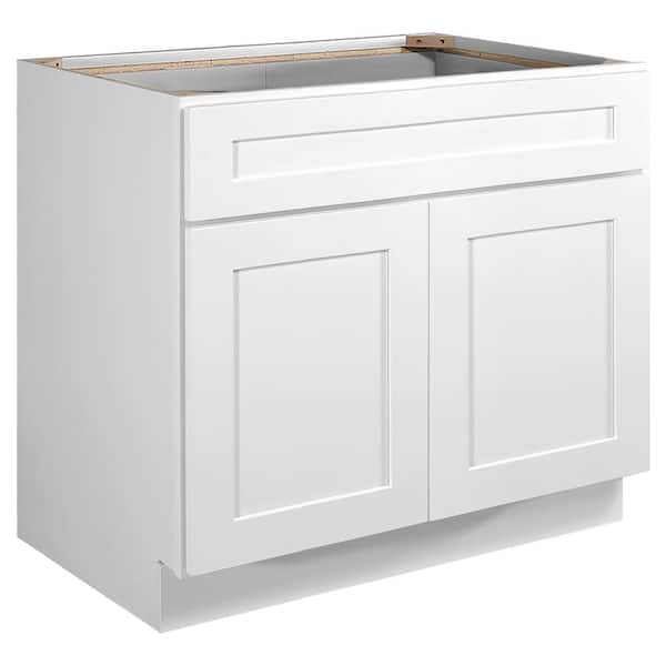 Design House Brookings Solid Wood 36 in W x 34.5 in D x 24 in. H 2 Door Kitchen Sink Base in White SB36