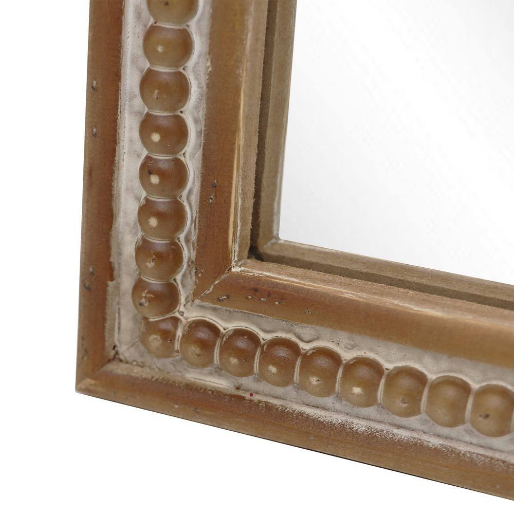 Medium Brown and Whitewashed Wood Arched Decorative Mirror