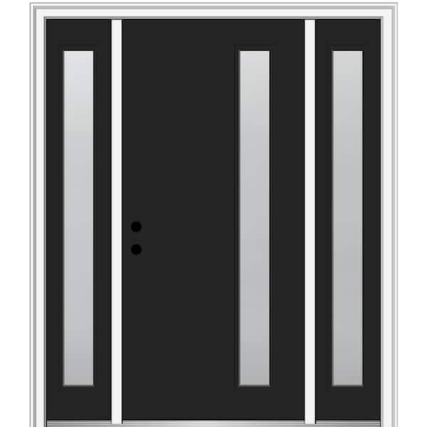 MMI Door 64.5 in. x 81.75 in. Viola Right-Hand Inswing 1-Lite Frosted Modern Painted Steel Prehung Front Door with Sidelites