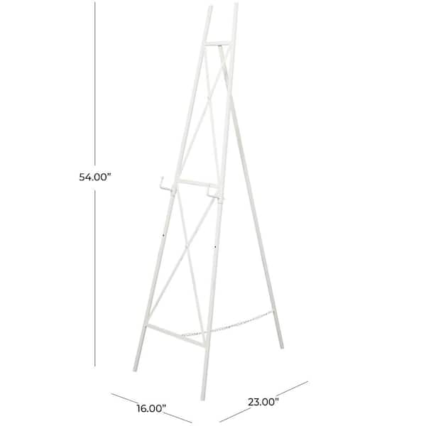Litton Lane White Metal Extra Large Free Standing Adjustable Display Stand Easel with Foldable Stand