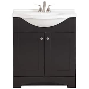 Del Mar 31 in. W Bath Vanity in Espresso with Vanity Top in White and White Sink and MOEN Faucet (4-piece)