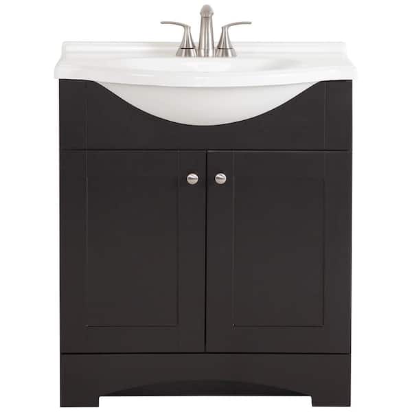 Glacier Bay Del Mar 31 In W Bath Vanity Espresso With Top White And Sink Moen Faucet 4 Piece Dm30p3v1 Es The Home Depot - Home Depot Bathroom Vanity With Sink And Faucet