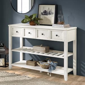 48 in. Solid Wood White 2-Drawer Buffet