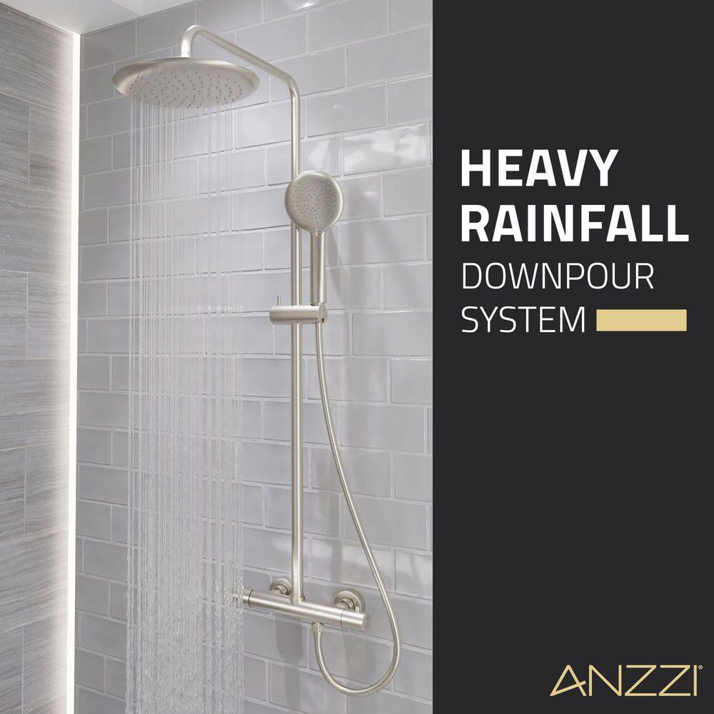 Brushed Nickel Heavy Rainfall Shower Bar with Hand Sprayer