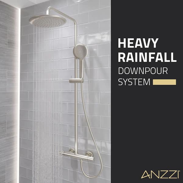 ANZZI Downpour 5-Spray Patterns with 9.5 in. Wall Mount Rainfall
