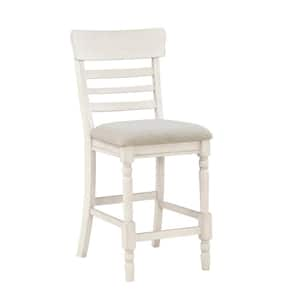 26 in. Gray and White High Back Wood Frame Bar Stool with Polyster Seat (Set of 2)