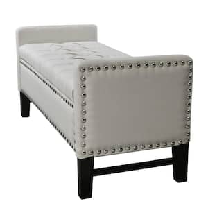 Amelia Cream 50 in. Linen Bedroom Bench Backless Upholstered